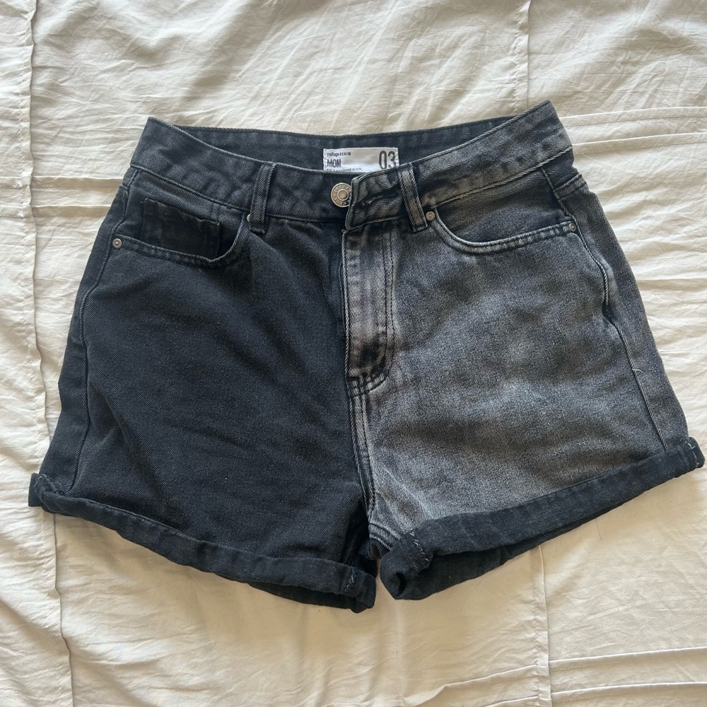 Two-Tone Black & Gray “mom” Shorts